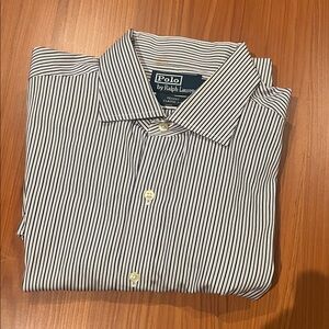 Polo by Ralph Lauren White Shirt with Navy Pinstripes